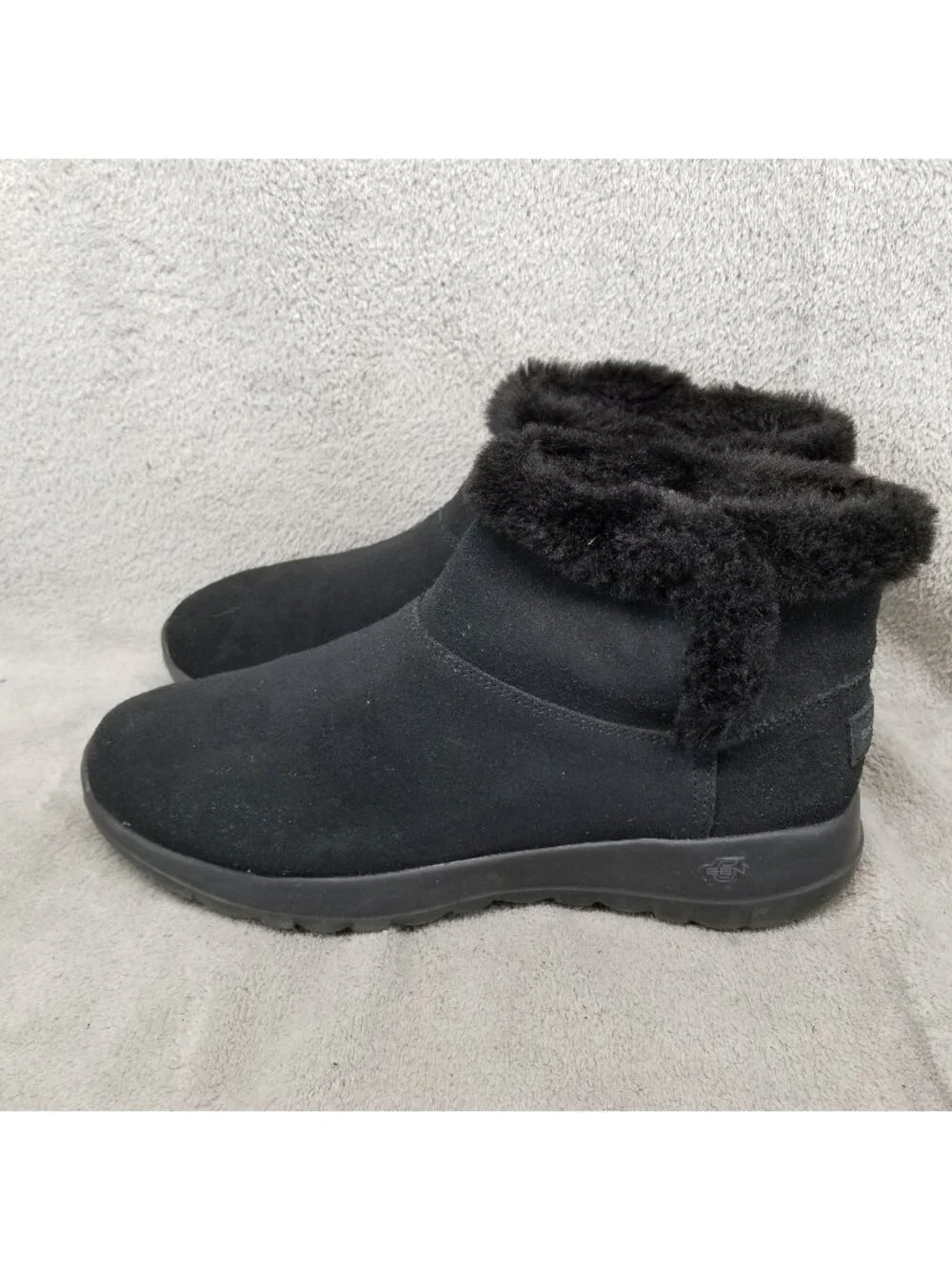 Skechers Shoes Womens Size 9 On The Go Black Suede Faux Fur Lined Boots *Read*